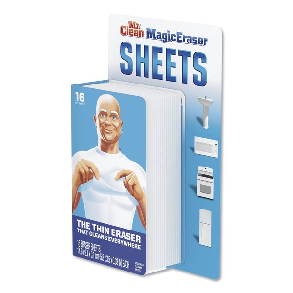 Mr. Clean Magic Eraser Sheets, 3.5 x 5.8, 0.03" Thick, White, PK16, 16PK 90618PK